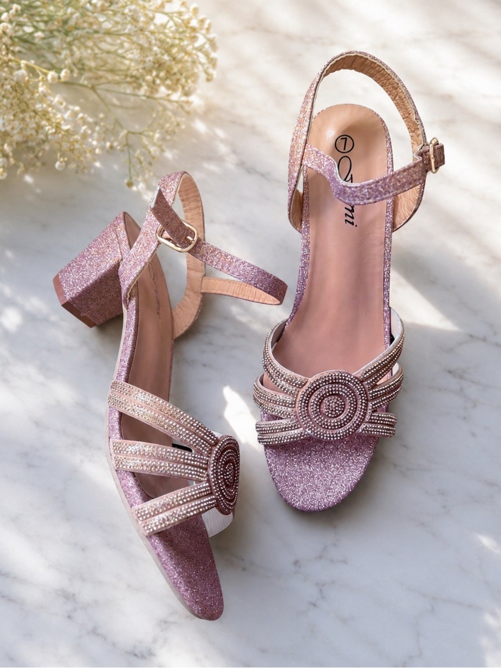 NEW ❤️‍🔥 Women's Rose Gold Beaded Open-Toe Heels